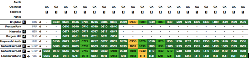 Online timetable example